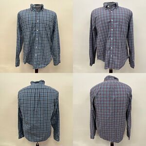 (2) J.Crew Mens Secret Wash Stretch SLIM Shirt Plaid L/S Button Up Large Organic